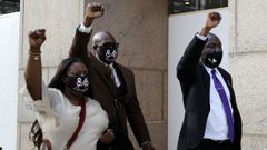 Keeta y Philonise Floyd a la salida de la sesi�n del juicio por el asesinato de George Floyd