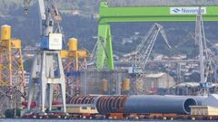 Construccin de cimentaciones de la elica marina en Fene.