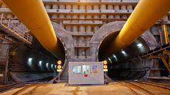 Los dos tubos del t�nel de As Maceiras, durante las obras, que terminaron en el 2013. Se pusieron en servicio en el 2015