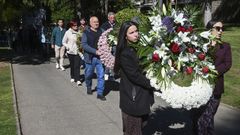 Homenaje a los cinco mineros fallecidos en accidente en la mina de Cerredo, el pasado a�o, este martes en Villablino