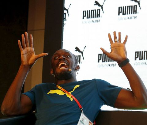 Usain Bolt no se mostr� nada preocupado con Gatlin en un acto promocional. 