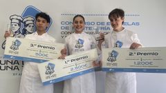 Santiago Medina, Mar�a Jos� Villalba y Jacobo Mart�nez, tercero, primero y segundo en el concurso �Una lata, una tapa by Anfaco-Cytma�. 