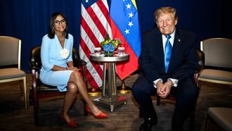 Delcy Rodr�guez y Donald Trump, durante su reuni�n en Nueva York