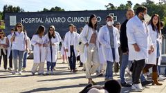 Foto de archivo de una protesta de mdicos en el Hospital lvaro Cunqueiro de Vigo