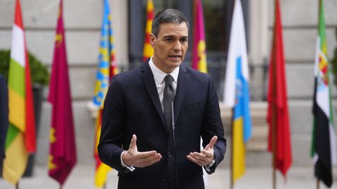 Pedro Snchez en su comparecencia antes de la celebracin del 45 aniversario de la Constitucin.