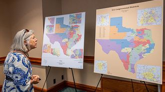 na votante revisa el nuevo mapa de distritos aprobado en agosto en Texas