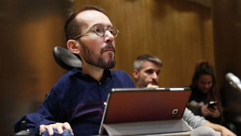 El portavoz de Unidas Podemos, Pablo Echenique, este mircoles en el Congreso.