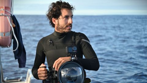 Anxo Cao con su equipo en las Azores