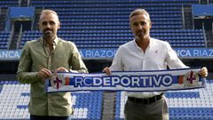 Elas Mart y scar Cano, durante su presentacin en Riazor.