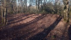El c�rculo de piedras (en el centro de la imagen) fue localizado en una zona de monte conocida de forma gen�rica como Vilarello, aunque el lugar concreto donde se encuentra el yacimiento no tiene un top�nimo espec�fico en la tradici�n oral local 