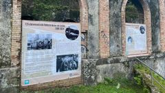 Lonas divulgativas sobre las ruinas de la Fbrica da Luz, en el municipio de Caldas