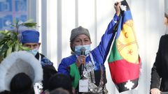 Elisa Lonc�n.La constituyente mapuche, tras la votaci�n a la presidencia de la asamblea