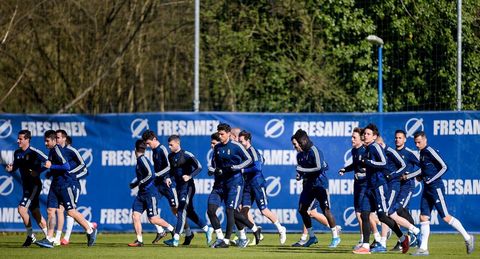 Los jugadores del Real Oviedo en El Requexn