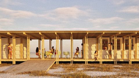 Imagen del diseo para los chiringuitos de la playa Mdulo, serie e literal.