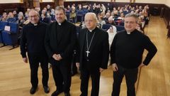 Francisco Pernas, Ram�n Navarro G�mez, Leonardo Lemos Montanet y Manuel Emilio Rodr�guez, canciller del obispado de Ourense en la segunda jornada de la Semana de Teolog�a