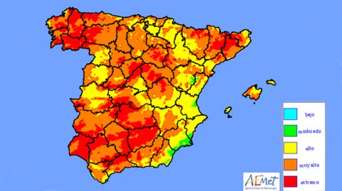 Mapa de niveles de riesgo de incendio