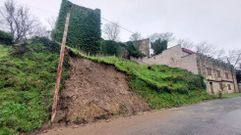 Aspecto de la ladera del monte en los accesos al parador tras el corrimiento de tierras