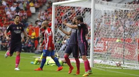 Los azulgranas celebran un gol