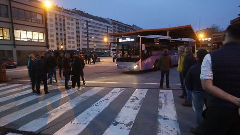 La estación de autobuses de A Coruña, esta  mañana