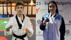 Adri�n Salanova, del Maniotas, con su medalla de plata y Nuria Cernadas, del Natural Sport, con la de bronce