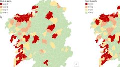 Mapa de alerta por covid publicado por la Conseller�a de Sanidade el 19 de noviembre