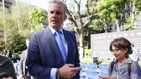 El exdirigente de VOX Javier Ortega Smith durante la presentaci�n del torneo Mutua Madrid, este lunes