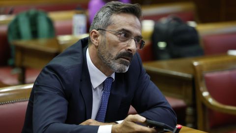 El senador de Coalicin Canaria,  Pedro Manuel Sangins, durante su tiempo de preguntas