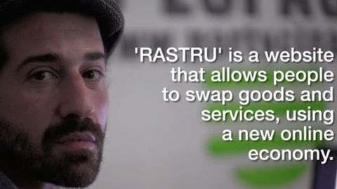 Fotograma del reportaje de BBC sobre la econom�a del trueque en Asturias.Fotograma del reportaje de BBC sobre la econom�a del trueque en Asturias