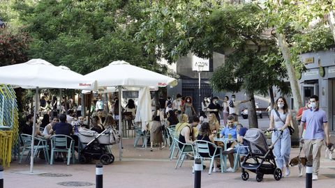 Terrazas en una plaza de Madrid