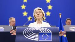 La presidenta de la Comisi�n Europea, Ursula von der Leyen, durante el Debate sobre el Estado de la Uni�n. 