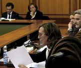 Mar�a Xos� Vega, en un pleno con la portavoz del PP al fondo.