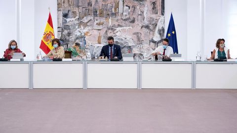 Imagen del presidente Pedro S�nchez durante la reuni�n del consejo de ministros el pasado 1 de septiembre en la Moncloa  
