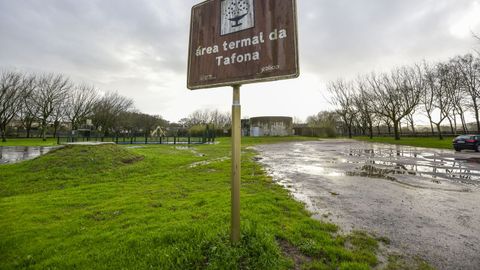 Se�al del �rea termal de A Tafona, que no est� en funcionamiento
