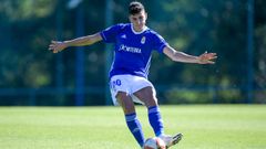 Ren� P�rez, durante un partido con el Vetusta