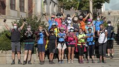 Los peregrinos de Girona, este fin de semana en una foto de grupo a su llegada a Monforte