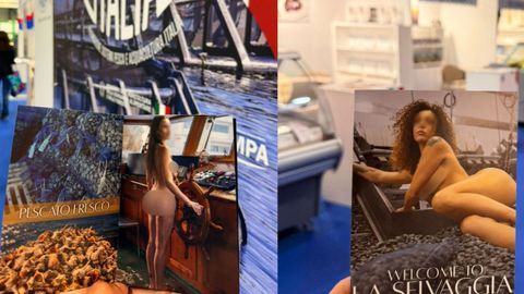 Cat�logo de mujeres desnudas de la empresa italiana La Selvaggia, en Conxemar