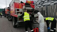 Trabajos de desinfecci�n a cargo de la UME en la residencia de Domusvi en B�veda