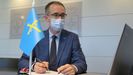 El consejero de Salud, Pablo Fern�ndez Mu�iz, que ha participado por videoconferencia en la reuni�n extraordinaria del pleno del Consejo Interterritorial del Sistema Nacional de Salud sobre la evoluci�n de la pandemia del coronavirus