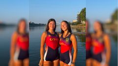 Carlota Pe&ntilde;a e Irene Garc&iacute;a, las representantes ribadenses en el cuatro sin timonel j&uacute;nior femenino de Espa&ntilde;a.