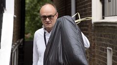 Dominic Cummings, este lunes, al salir de su domicilio en Londres