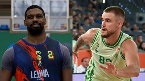 El ya exjugador del Leyma a la izquierdaYoanki Menca; y a su derecha la nueva incorporacinDino Radoncic