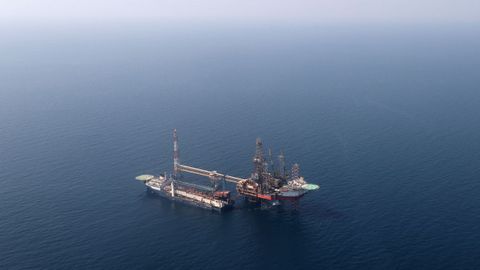 Imagen a�rea del yacimiento de gas natural que est� considerado como el m�s grande del mundo, South Pars-North Dome.