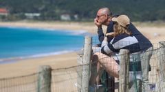 Buen tiempo ayer en A Lanzada (Sanxenxo)