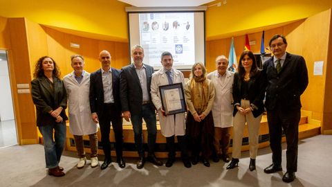 Profesionales y cargos directivos, este mi�rcoles en Montecelo, en el acto de entrega de la certificaci�n de la norma ISO 7101 a la unidad de rehabilitaci�n card�aca de Pontevedra
