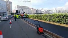 Avanzan los trabajos de asfaltado para el nuevo carril para corredores