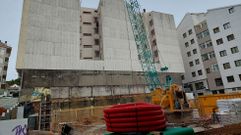 Obras del paso subterrneo de la calle Madrid, en Sanxenxo