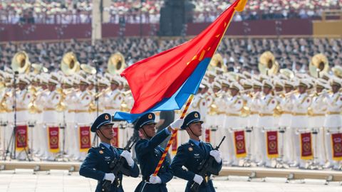 Desfile militar con motivo de la celebraci�n de la victoria de China contra Jap�n en 1945
