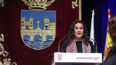 Entrega de los premios Cidade de Pontevedra. Judith rey, durante su discurso de agradecimiento en nombre de la Orquestra Sinf�nica