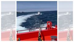 La embarcaci�n Salvamar Betelgeuse remolcando a un barco por la r�a de Ares, este s�bado