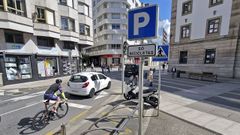 Un aparcamiento de bicicletas en el centro de la ciudad de Pontevedra